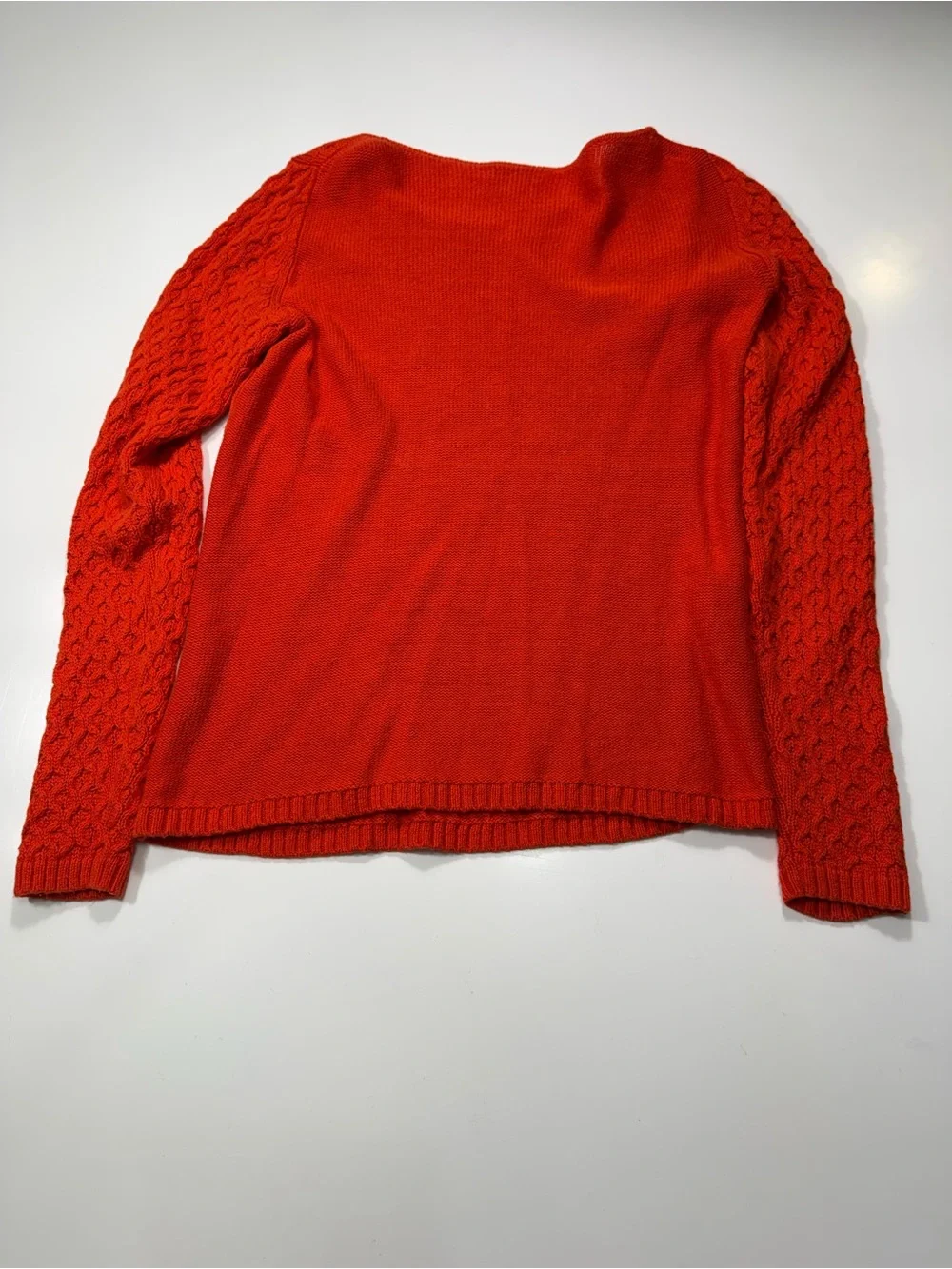 J. Crew 100% Cotton Orange Cable Knit Crewneck Sweater